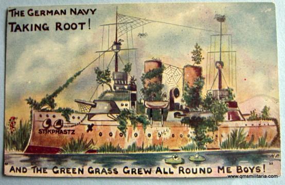WW1 Propaganda Comic Card - The German Navy Taking Root!