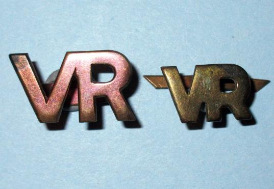 WW2 Royal Air Force ( RAF ) Volunteer Reserve ( RAFVR ) Brass Titles - 2 different sizes