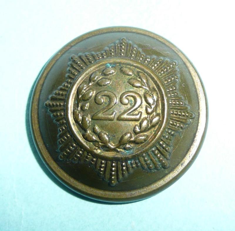 22nd (Cheshire) Regiment of Foot Officers Large Pattern Gilt Brass Button