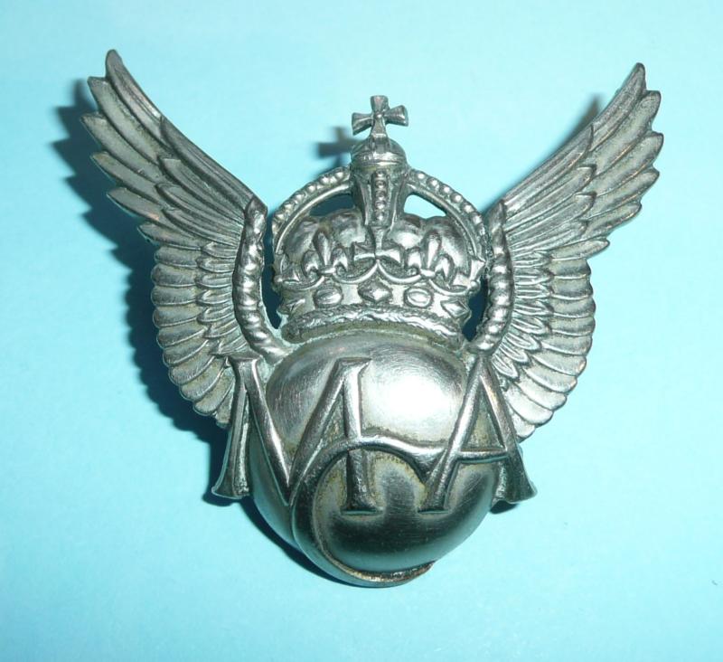 Scarce 1st Pattern Ministry of Civil Aviation Police / Constabulary White Metal Cap Badge