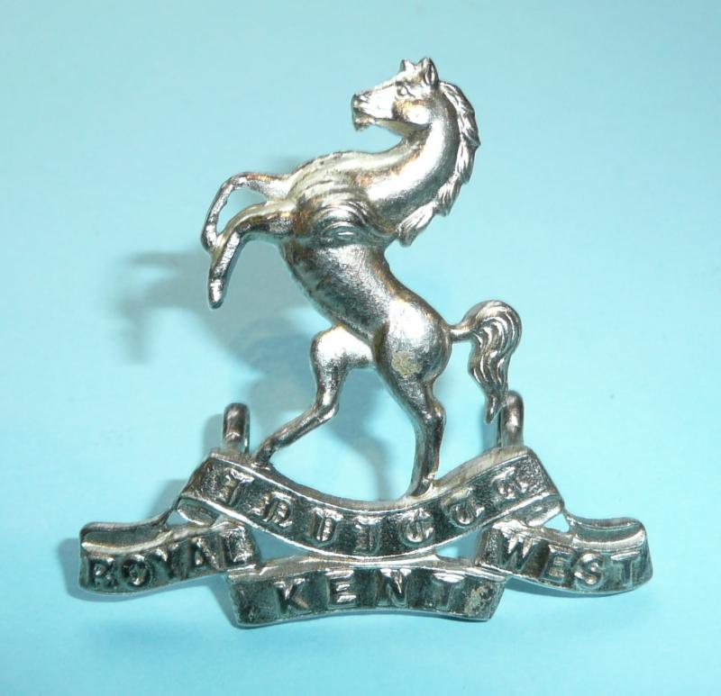 The Queen's Royal West Kent Regiment Officer's Silver Plated Cap Badge