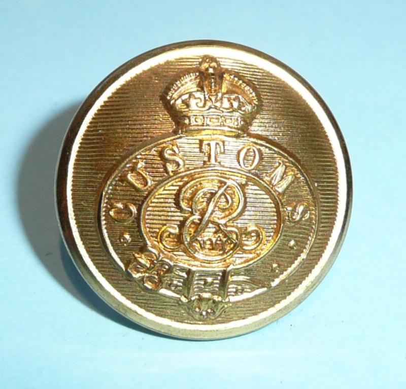 UK H M Customs Officer Button Edward EDVII Gilt Large Pattern Button