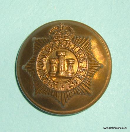 The Devonshire Regiment Large Officers Brass Button ( 11th Foot) 