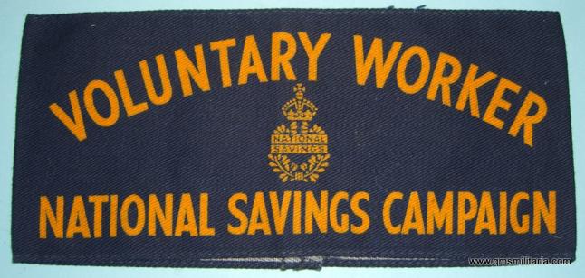 Scarce WW2 Voluntary Worker National Savings Campaign Printed Arm Band Brassard
