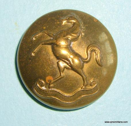 Unusual  Large Pattern Brass Button with Kents Horse rearing above a blank scroll