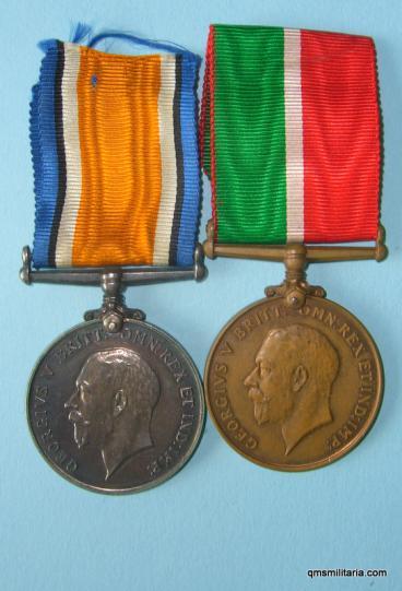 WW1 medals to Sidney Osborne, Mercantile Marine / British War Medal Pair