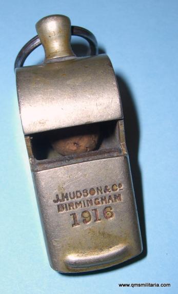 WW1 1916 Hudson & Co British Army NCOs White Metal Whistle