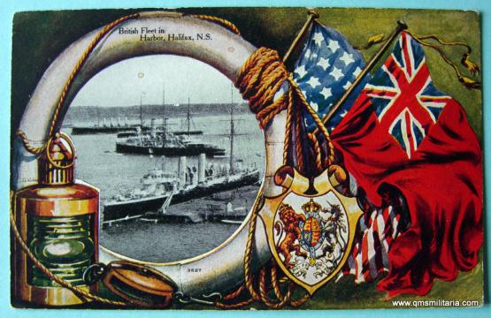 Pre WW1 Edwardian Coloured Postcard  - British Royal Navy Fleet in Halifax, Nova Scotia, Canada
