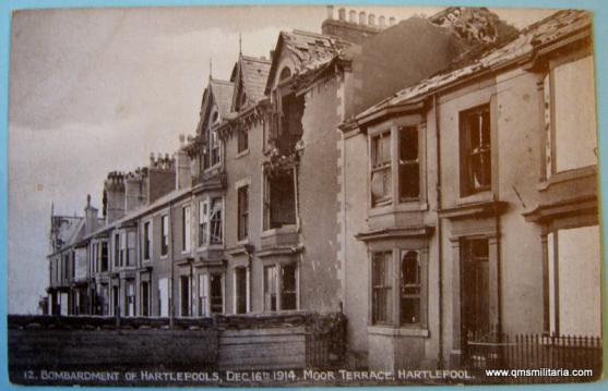 WW1 Bombardment of the Hartlepools 6th December 1914 Damage to Moor Terrace plus trench manned by the Royal Engineers