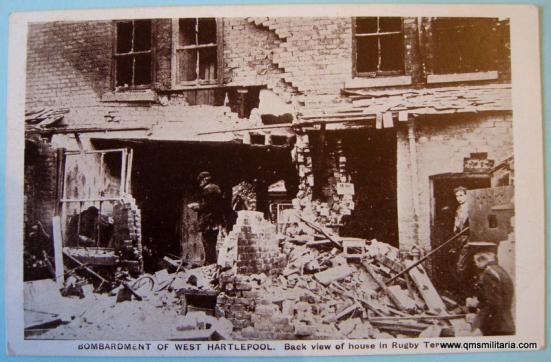 WW1 Postcard Bombardment of West Hartlepool house damage to Rugby Street 16th December 1914