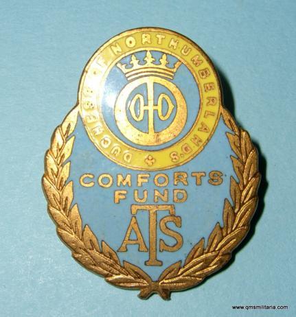 WW2 Home Front Duchess of Northumberlands ATS Comfort Fund Enamel Pin Badge Brooch