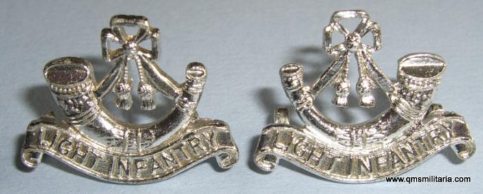 The Light Infantry Pair of Matched Facing Anodised Collar Badges