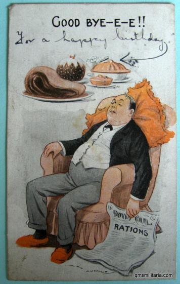 WW1 Comic Home Front Rations Art Postcard
