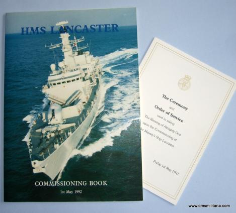 HMS Lancaster Type 23 Frigate Commissioning Book and The Ceremony and Order of Service, with crew list