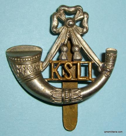 The King's Shropshire Light Infantry KSLI beret sized Bi-metal cap badge, 1950 - 1958