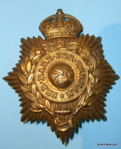 Royal Marines ( RM )  Brass Helmet Plate, King's Crown