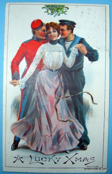 A Lucky Christmas Xmas Post card postally used 1906 - Military Interest - Arny v. Navy