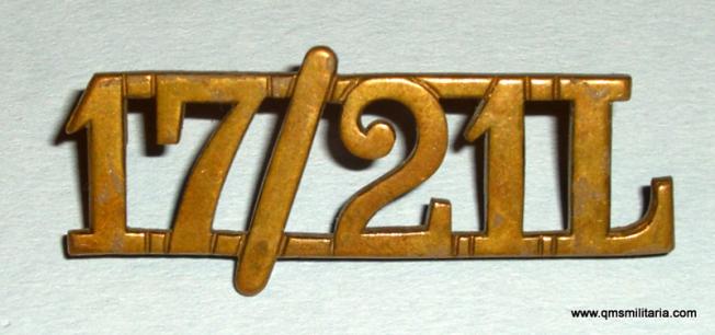 17 / 21 L - 17th / 21st Lancers Other Ranks Brass Shoulder Title