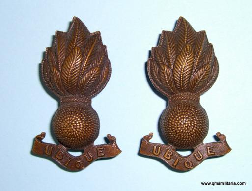 Matched Pair of Royal Engineers ( RE ) Officer's OSD Collar Badges - 10 flames!