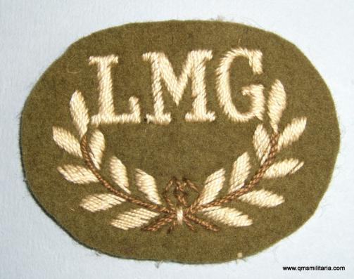 British Army Trade Proficiency Army Badge -  LMG  ( Light Machine Gunner ) Embroidered Khaki 