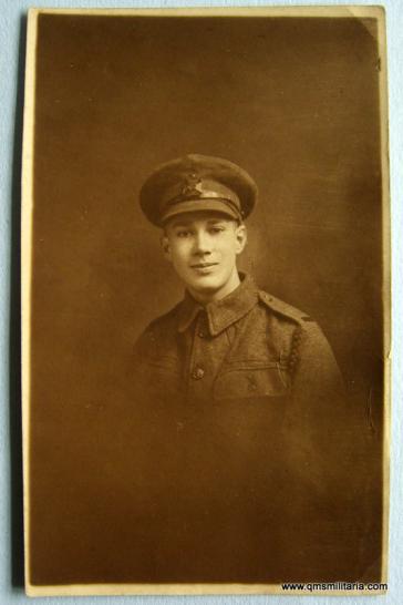 Original WW1 Black & White Postcard - Portrait Photo Rifleman King Royal Rifles Corps ( KRRC )