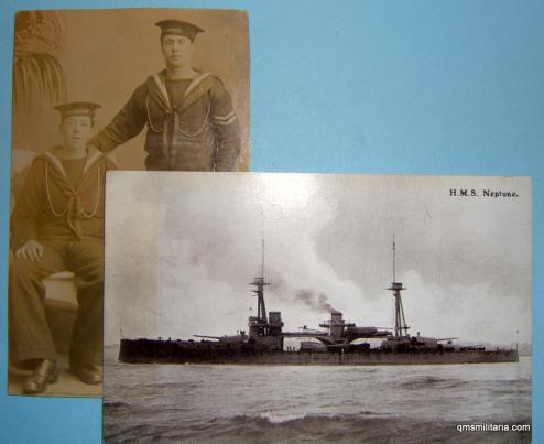 Two WW1 vintage Postcards connected with HMS Neptune