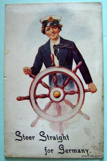 WW1 Patriotic Art Postcard - Steer Straight for Germany