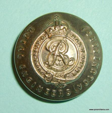 EDVII Royal Engineers ( Volunteers ) White Metal Large Pattern Officers Button