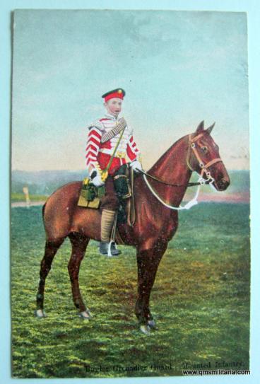 Edwardian Grenadier Guards Bugler Mounted Infantry Coloured Photographic Card