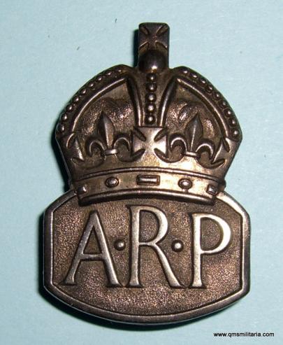 WW2 Home Front  ARP Air Raid Precaution Hallmarked Silver Lapel Badge, 1938 issue