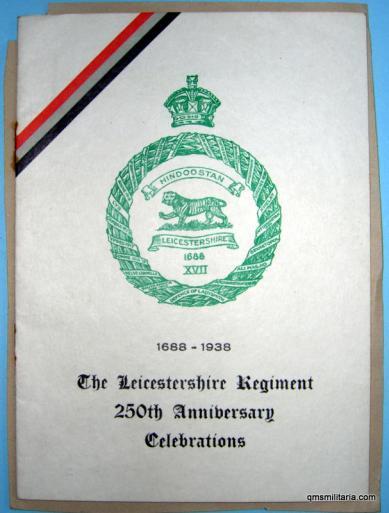 The Leicestershire Regiment 1668 - 1938, 250th Anniversary Celebrations Booklet