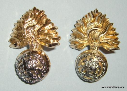 Fusilier Brigade / Royal Regiment of Fusiliers ( RRF ) Pattern Facing Pair of Anodised Aluminium AA Collar Badges