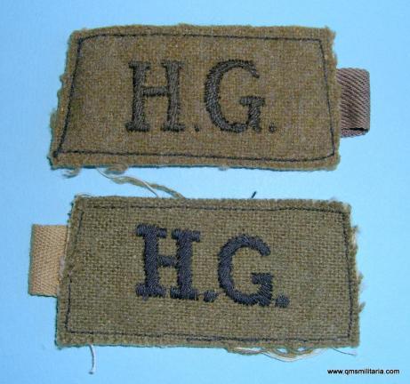 WW2 Home Front - Scarce Home Guard Slip-on Embroidered Shoulder Titles