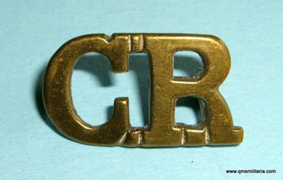 Scarce CR Connaught Rangers Brass Shoulder Title as worn on the Great Coat
