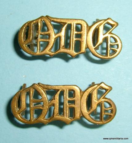 1st Queens Dragoon Guards ( QDG ) Matched Pair of Brass Shoulder Titles