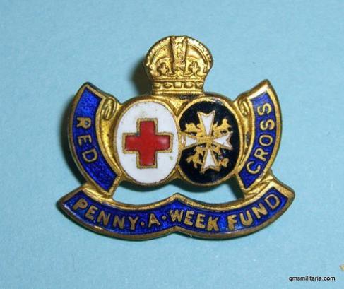 WW2 Home Front - British Red Cross Society & Order of St John Penny A Week Fund Badge - enamel
