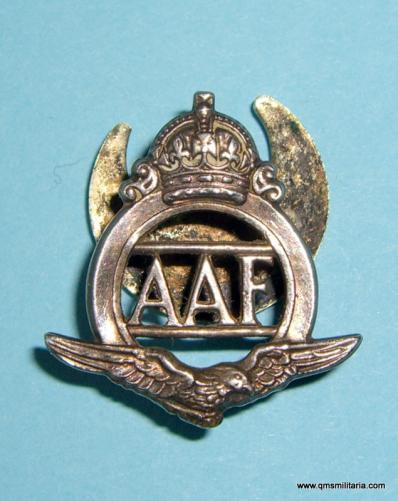 WW2 era Scarce Auxiliary Air Force ( AAF ) unmarked silver official issue lapel badge - Barrage Balloon Squadrons, Anti-aircraft Balloon Defences