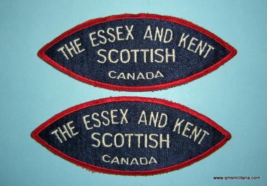 Canada - Pair of Essex and Kent Scottish Regiment Cloth Shoulder Titles