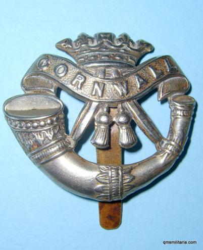 Duke of Cornwall 's Light Infantry DCLI White Metal Cap Badge