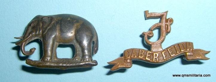 Seaforth Highlanders Officer 's OSD Collar Badge F Cypher with Elephant