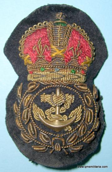 Embroidered Bullion Chief Petty Officer ( CPO ) Royal Navy Peaked Cap badge, King 's Crown