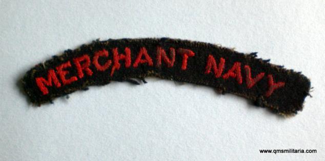 WW2 - Original Merchant Navy Cloth Embroidered Shoulder Title