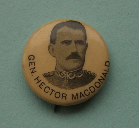 General Hector MacDonald - Photographic Boer War Commemorative Celluloid Tin Tinnie Button Badge