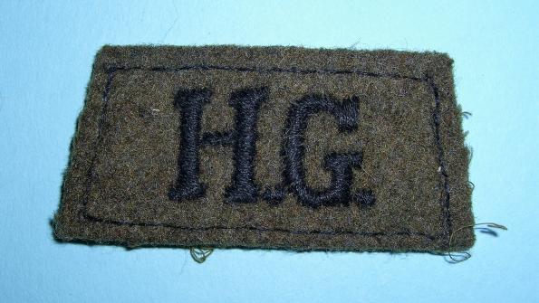 WW2 HG Home Guard Black Embroidered on Khaki Shoulder Slip-on