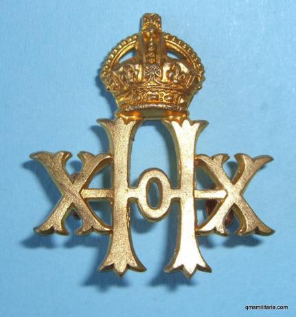 20th Hussars Gilding Metal Collar Badge