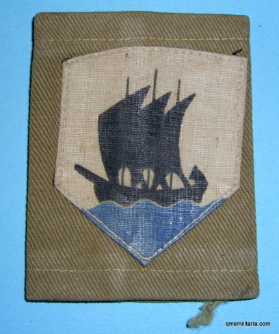 WW2 Tripolitania District North Africa Cloth Formation Sign on Khaki Drill Shoulder Strap Slip-on