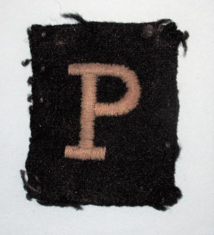 WW2 Phantom Embroidered Cloth White letter ' P ' on Black Rectangle Formation Sign