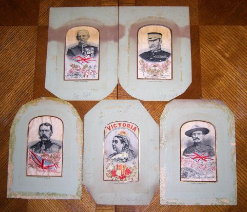 Silk Portraits ( Stevenographs ) of Boer War Personalities HM Queen and her Generals