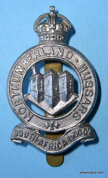 Northumberland Hussars Yeomanry King 's Crown Other Ranks White Metal Cap Badge - Gaunt