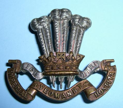 Boer War Vintage Imperial Yeomanry Hospital Bi-Metal Cap Badge